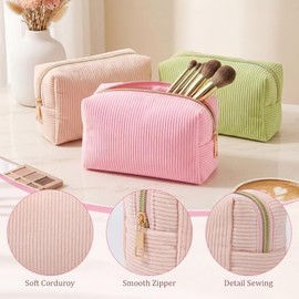 Cosmetic Bag Organizer Travel, Compact Lightweight Accessory for Travel and Daily Use - Paterr 10 Corduroy Makeup Bulk