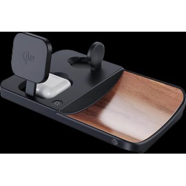 AT&T 3-IN-1 Executive Wood Grain Power Tray Qi2 Fast Charge