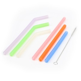 KUHU Straight and Bendy Silicone Straw Set - 3 straight straws + 3 bend straws, Ideal for Babies, Toddlers, and Adults, liquid silicone straw for smoothies, coffee, milk, milkshake, juice and water