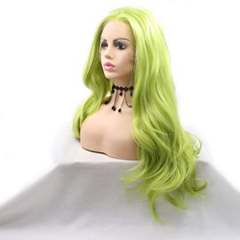 Xiweiya Wigs Avocado Green Wigs Synthetic Long Green Lace Front Wigs Olive Green Wavy Wigs Heat Resistant Fiber Long Wavy Cosplay Wigs