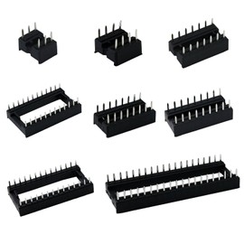Aussel 100 Pieces 2.54mm Pitch Dual Row DIP IC Sockets Solder Type Adaptor Set 6, 8,14,16,18,24,28,40 Pin (100 Pieces 2.54mm)