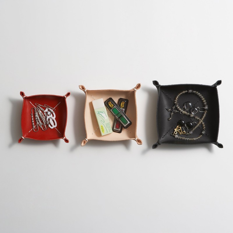 Kakura LI042ABR Leather Tray Square S Antique Brown