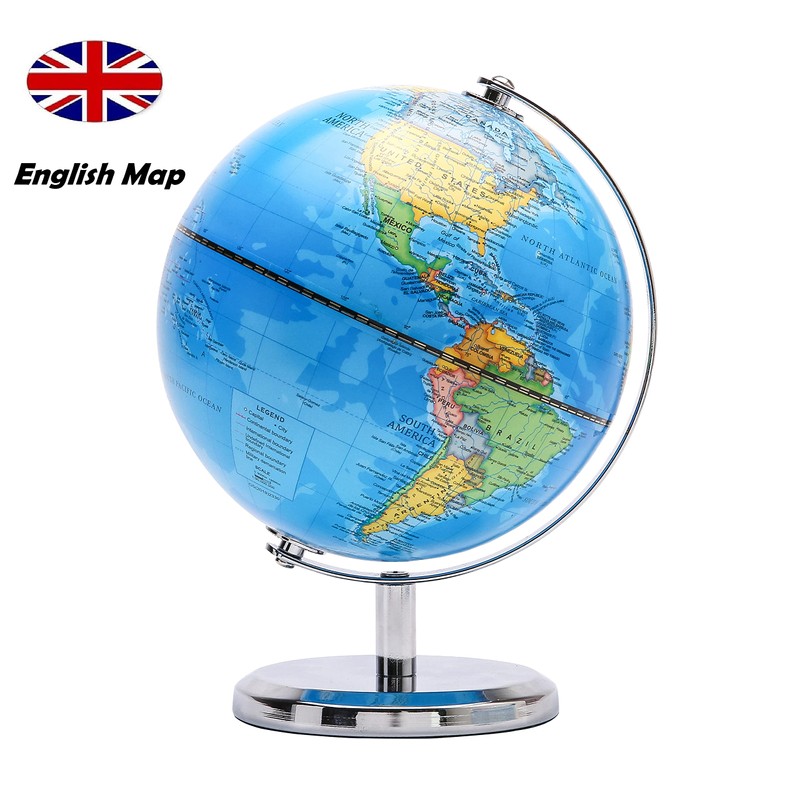 EXERZ 14cm Mini World Globe, Political Map with Stainless Steel