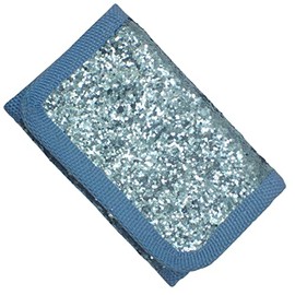 Topkids Accessories Childrens Tri-fold Wallet for Boys and Girls Kids Assorted Print Cute Kids Wallet (Glitter Blue)