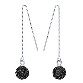 MicLee Women's 925 Sterling Silver Drop Earrings, Cubic Zirconia Crystal Ball Earrings with Gift Pouch, Beautiful Christmas Gift, Silver, black