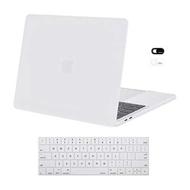 MOSISO Compatible with MacBook Pro 13 inch Case 2022, 2021, 2020-2016 Release A2338 M1 A2289 A2251 A2159 A1989 A1706 A1708, Plastic Hard Shell Case & Keyboard Cover Skin & Webcam Cover, White