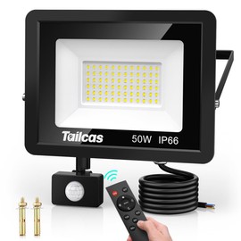 50 W LED Spotlight with Motion Sensor Outdoor, Super Bright 4500 LM Outdoor Spotlight, IP66 Waterproof LED Outdoor Light Floodlight with Remote Control, 6500 K Cool White Spotlight Outdoor for Garden,