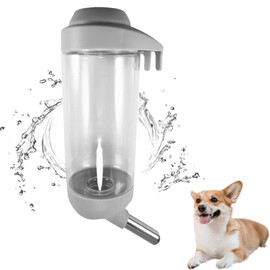 Zorrasxy No-Drip 500ml Pet Water Bottle for Dogs & Small Animals (Rabbit/Hamster/Guinea Pig) - Adjustable Cage-Mounted Dispenser with Detachable Leak-Proof Design for Kennels/Crates Grey