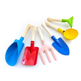 Kids Gardening Tools Set, 6pcs Garden Tool Toys Cylinder, Spoon, Rake, Shovel, Spade and Fork for Children