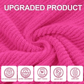 VOOVA & MOVAS Bathroom Hand Towels Set of 4, Large 18"x28" - 100% Cotton | Quick Dry | Light Weight | Thick | Soft | Absorption, Luxury Hand Towels for Showering, Hot Pink Bathroom Decor