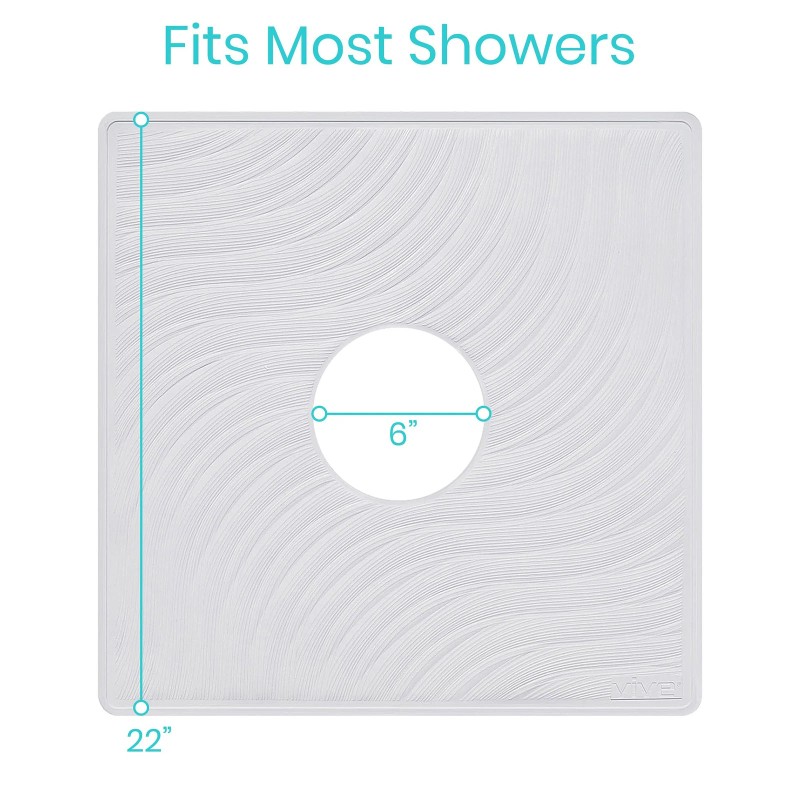 Vive Shower Mat - 22" By 22" Square Non Slip