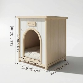 Solid Cedar Wood Indoor Pet House with Removable Cushion for Small Medium Dogs and CatsColor: Light Yellow