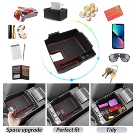 SKTU for 2020 2021 2022 2023 2024 2025 2026 Toyota Corolla Center Console Organizer 2023 2024 2025 2026 Corolla Accessories Center Console Tray Insert Organizer ABS with USB Hole and Coin Holder (Red)