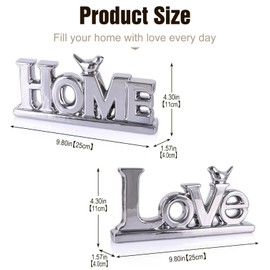 PlivBloom Love Sign Decor,Silver Room Decor Aesthetic, Knick Knack Shelf,Bird Decor, Boho Bookshelf,Abstract Statue,for Living Room,Bedroom, Contemporary Tv Stand Set of 2 (2, Silver)