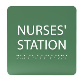 ADA CENTRAL SIGNS - 6" X6" Nurses Station Sign - ADA Compliant Tactile Graphics Grade 2 Braille Text Acrylic Wall Signs - Care Staff Area Door Sign for Medical Health Offices, and Hospital Buildings