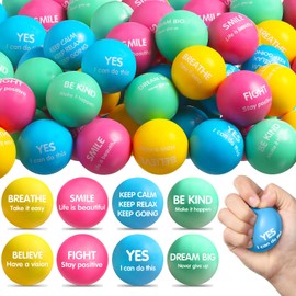Liliful 48 Pieces Motivational Stress Balls Bulk for Adults Kids Inspirational Quotes Squeeze Balls Foam Colorful Back to School Supplies Preppy Stuff Gifts Party Favors 2.2 Inch(Macaron Color)