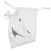 Lunarable Pheasant Fabric Pouch Set of 2, Monochromatic Design Illustration