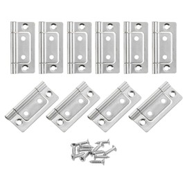 sourcing map 10Pcs 2x1 Inch Door Hinges Non-Mortise No Noise Bifold Door Hinges Plating for Cabinet Furniture Window Wardrobe with Screws, Pure White