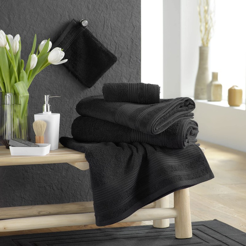 Douceur d'Intérieur, Tendresse Guest Towel (30 x 50 cm) Black
