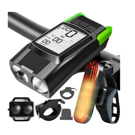 3-in-1Multi Functional Bike Light 800 lumens Nighttime Speedometer, Horn, Lights, Bike Light Speedometer, Waterproof Bike Headlight and taillight Set, Bike Accessories,Bike Speedometer