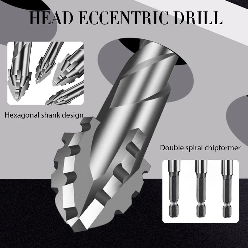 7-Piece Four-Edged Sawtooth Eccentric Drill Bit Set, 3/4/5/6/8/10/12 mm, Four-Edged