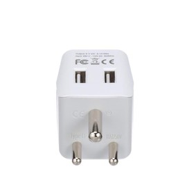 Ceptics India, Nepal, Bangladesh Travel Adapter Plug with Dual USB - Type D - Usa Input - Ultra Compact - Safe Grounded Perfect for Cell Phones, Laptops, Camera (CTU-10)