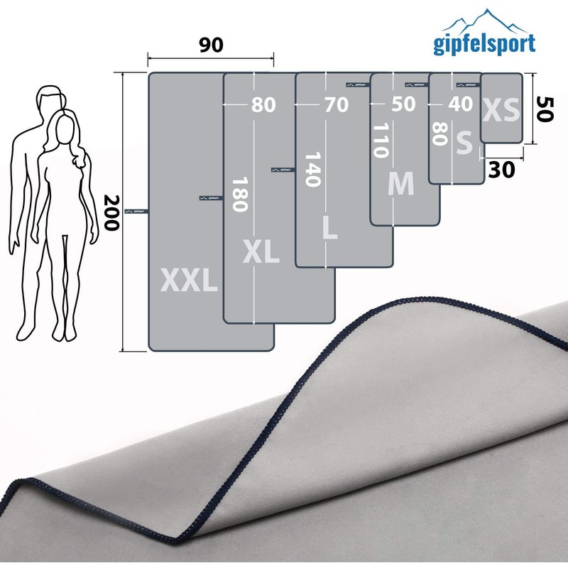Microfibre Towel Set - for Sauna, Fitness, Sports, Beach Towel,