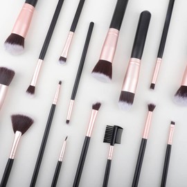 16-teiliges Make-up-Pinsel-Set, rosa, goldfarben, Synthetik, für Foundation, Mischpulver, für Gesicht, Rouge, Concealer, Lidschatten