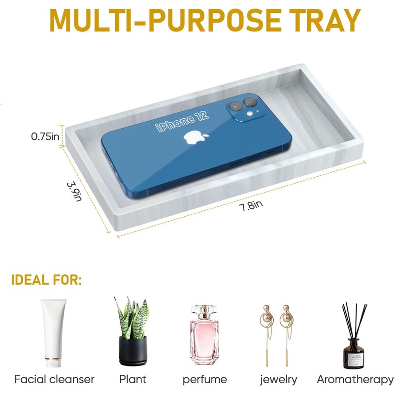 Silicone Bathroom Tray,Shatterproof Silicone Tray for Bathroom Counter,Small Vanity Tray