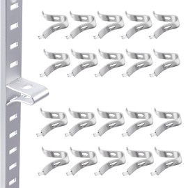 20Pcs Adjustable Cabinet Shelf Bracket Clips, Metal Shelf Bracket Clips, Shelf Pegs, Shelf Support Pins, Pilaster Shelf Support Clip for Metal Shelving (20, Silver)