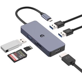 AYCLIF USB C Hub, 6 in 1 Multiport Adapter USB C Ethernet Adapter with Affichage 4K HDMI, USB A 3.0, SD/TF Card Reader, USB C Splitter for Surface and More Type C Devices