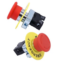 Taiss 22 mm Latching Red Mushroom Emergency Stop Pressure Switch 1NC SPST 10A 440V XB2-01ZS