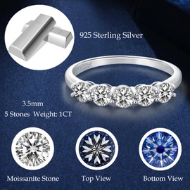 MISUMOR Moissanite Ring Women's Sterling Silver 925 Engagement Ring Wedding Rings Eternity Rings Women Jewellery Gift for Women Girlfriend Wedding Anniversary Valentine's Day Christmas, Sterling