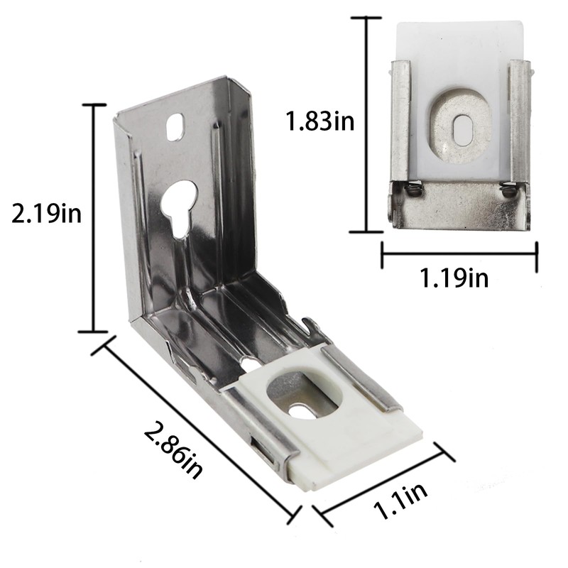 Caishun 2 Sets 2.8x1.2inch Silver Metal Vertical Blind Mounting Bracket