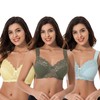 Curve Muse Plus Size Unlined Minimiser Wireless Bra with Embroidery