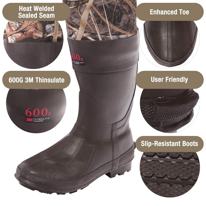 HISEA Hunting Waders for Men with 600G Insulated Boots, 4.5mm