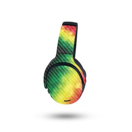 MightySkins Carbon Fiber Skin Compatible with Skullcandy Crusher ANC 2 - Rasta Rainbow | Protective, Durable Textured Carbon Fiber Finish | Easy to Apply