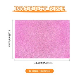 Glitter Paper for Crafts, Colourful Glitter Paper A4 40 Sheets, Glitter EVA, Glitter Card for Crafts and Design, Foam for Crafts