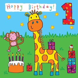 Twizler 1st Birthday Card for Children - Age 1 Year Old Kids Happy Birthday Card for Boys or Girls