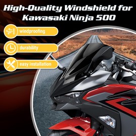 15'' Windscreen Accessory Compatible with 2024 2025 Kawasaki Ninja 500/Ninja 500se Double-Layer Bubble Windshield, Deflector Protective Cover and Fairing (Black) Accessory