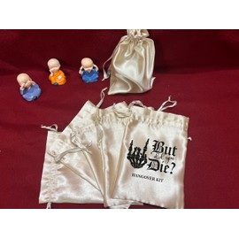 BIG EVENTS Set of 10 hangover recovery kit bags wedding favor kit bag bachelorette party - Bachelor Survival Kit Party Bag - Drawstring Favor Bags - 5 * 7 Inches Ske but did you die Satin