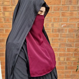 Niqab Face Veil Jilbab Abaya Khimar Headscarf One Piece Islamic Scarf Ideal Madrassa Mosque Ramadan Eid Wedding Everyday (Black)