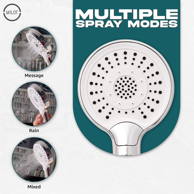ShowerHead Without Hose PP Filter Without Hose, Black MILOT Shower