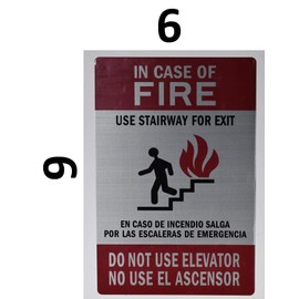 in CASE of FIRE USE Stairs Sign (Silver,Size 6X9, Double Sided Tape))