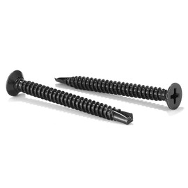 #10 x 2" Sheet Metal Screws 100Pcs 410 Stainless Steel Flat Head Fast Self Tapping Screws Black Oxide by SG TZH
