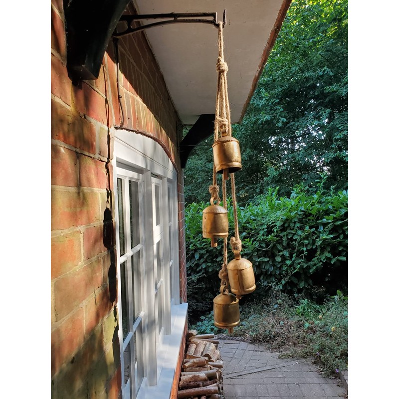 4 Large Rustic Cow Bells on a Rope