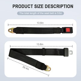 Universal Seat Belt for Golf Cart, Go Kart,UTV, EZGO, Yamaha, Club Car,2 Point Adjustable Belts,54-Inch (2 Pcs Black)