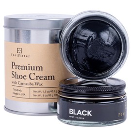 FootFitter Best Premium Shoe Cream Polish with Storage Tin, Restore, Clean & Shine Shoes and Boots – MADE IN USA (2 PACK) Black