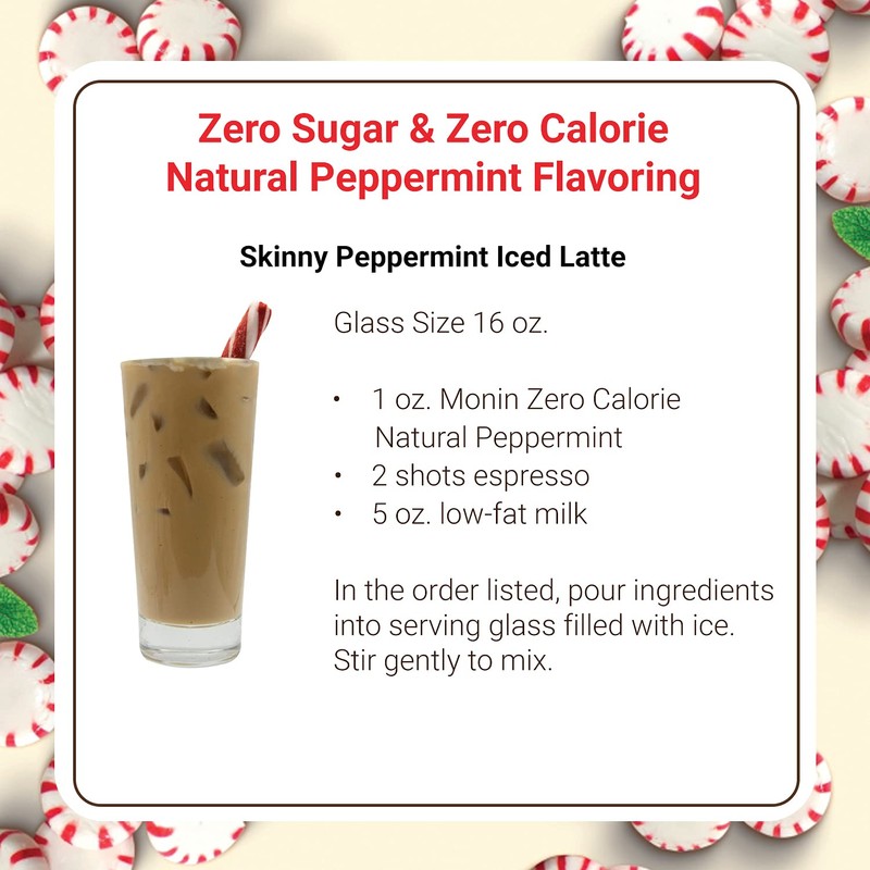 Monin - Zero Calorie Natural Peppermint Flavoring, No Sugar, Refreshing
