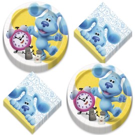 Blues Clues Party Supplies - Blue's Clues Theme Birthday Party Round Paper Dessert Plates and Lunch Napkins (16 Plates and Napkins)